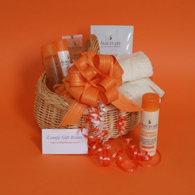 Spa night in pamper hamper gift basket, Sanctuary Spa pampering hampers for girls, spa pamper baskets delivered, gift baskets UK