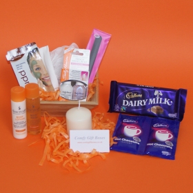 Cadburys chocolate pampering gift hampers, pampering presents, chocolate pamper gifts for girlfriends