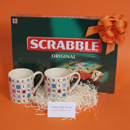 Scrabble game house warming gift, Scrabble moving home gifts, game and mugs housewarming gifts UK