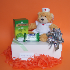Teddy bear get well soon gifts, green tea get well presents, get well gifts for women, nurse get well soon gift ideas