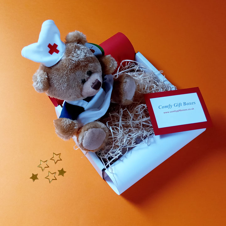 Small get well soon teddy bear gift ideas for friends UK delivery, mini get well gifts for children in hospital, hospital get well nurse gifts, small pamper feel better gifts for friends