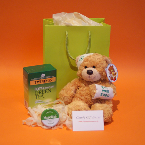 Get well gift hampers, teddy bear get well soon gifts, how to cheer up a poorly friend, teddy get well soon gifts UK